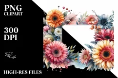 Glossy Gerbera Frame with Colorful Petals PNG Product Image 3