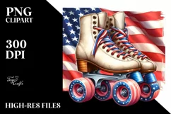 Vintage Roller Skates USA Flag Sublimation Clipart Product Image 3