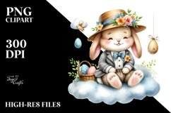 Bunny in Suit with Straw Hat PNG Product Image 2