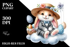 Bunny in Suit with Straw Hat PNG Product Image 2