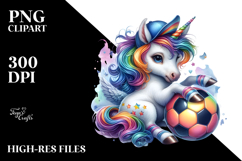 colorful Baby Unicorn with Soccer Ball Product Image 2