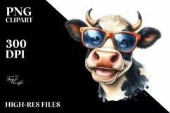 Cow with Sunglasses and Goofy Smile | Sublimation | Clipart Product Image 3