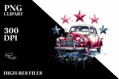 Watercolor Vintage Car Stars | Clipart Product Image 3
