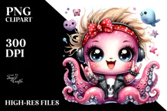 aCute Energetic Rocker Octopus with Big Eyes, PNG Product Image 2