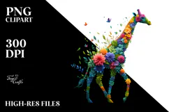 Vibrant Giraffe with Floral Body PNG Product Image 2