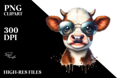Funny Baby Cow with Expressive Face PNG Product Image 2