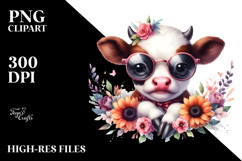 Funny Cow with Funky Sunglasses PNG Product Image 2