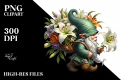 Detailed Gnome Lily Bouquet | Clipart Product Image 1