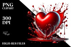 Red Splashy Heart Digital Painting PNG Product Image 2