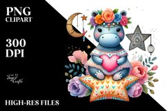 Boho Hippo on Star PNG Product Image 2