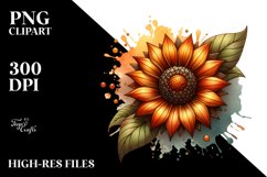 Detailed Stained Sunflower Watercolor Splash Sublimation Product Image 1