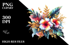Vibrant Abstract with Hawayan Flowers and Gold PNG Product Image 2