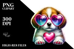 Puppy with Heart Sunglasses PNG Product Image 2