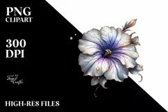 A Shiny Petunia Clipart with Watercolor Splash Product Image 1