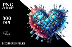 Blue 3D Heart Watercolor PNG Product Image 2