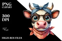 Cow with Bandana and Fancy es | Clipart Product Image 3
