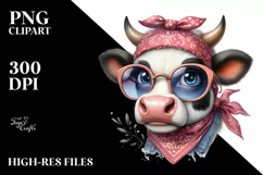 Cow with Bandana and Fancy es | Clipart Product Image 1