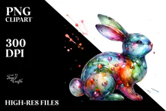 Colorful Bunny Made of Splashy PNG Product Image 2