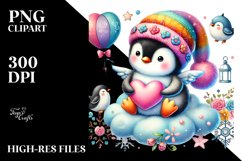 colorful Penguin Heart Adorned PNG Product Image 2
