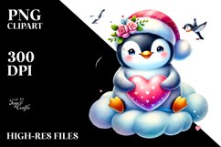 Colorful Penguin Sitting on a Cloud PNG Product Image 2