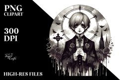 Washed Watercolor Gothic Boy | Sublimation | Clipart Product Image 1