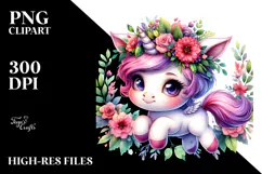 Jumping Baby Unicorn with Cool Haircut, Transparent PNG Product Image 2