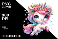 Jumping Baby Unicorn with Cool Haircut, Transparent PNG Product Image 2