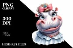 Funny Cute Hippo Portrait Smiling | Clipart Product Image 3