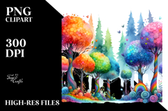 Whimsical Vibrant Rainbow Trees | Sublimation Clipart Product Image 2