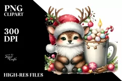 Cute Little Ren Deer Hot Cocoa PNG Product Image 1