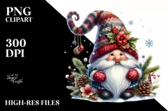 Christmas Gnome Watercolor PNG Product Image 1