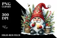 Christmas Gnome Watercolor PNG Product Image 3