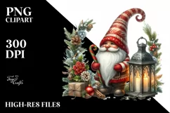 Christmas Gnome Watercolor PNG Product Image 1
