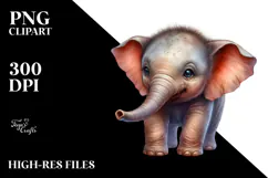 Baby Elephant Watercolor Cute PNG Product Image 2