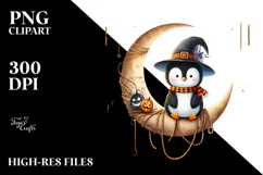 Moonlit Halloween Penguin PNG Product Image 2
