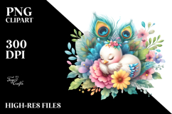 Cute Baby Peacock Sleeping PNG Product Image 2