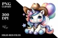 Cute Baby Unicorn Cowboy Hat Balloons Product Image 1