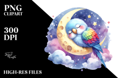 Watercolor Cute Baby Parrot Sleeping Clipart Product Image 2