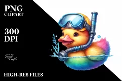 Colorful Duck with Scuba Helmet | Sublimation Clipart Product Image 1