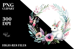 Whimsical Rabbit with Floral Frame PNG Product Image 2