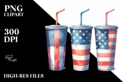 Watercolor Vintage Plastic Cup, USA Flag | Sublimation | Product Image 1