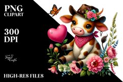 Boho Cow Sitting on a Flower PNG Product Image 2