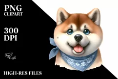 Watercolor Akita Big Eyes Caricature-like Product Image 1