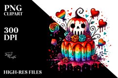 Simple Watercolor Moon with Blood and Hearts PNG Product Image 2