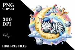 Colorful Baby Zebra Watercolor Splash Sublimation Clipart Product Image 1