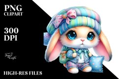 Vibrant Watercolor Crazy Cute Baby Rabbit PNG Product Image 2