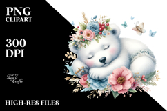 Sleeping Baby Polar Bear Whimsical PNG Product Image 2