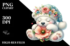 Sleeping Baby Polar Bear Whimsical PNG Product Image 2