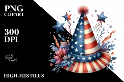 Watercolor Vintage Party Hat, USA Flag | Sublimation | Product Image 3