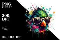 Colorful Bird with Sunglasses, Quirky Art Product Image 3